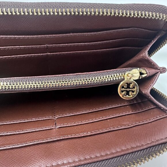 Tory Burch Robinson Brown Leather Wallet - Picture 6 of 7